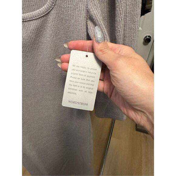 Velvet Torch puff shoulder knee length dress Women’s S Grey stretch NWT - Picture 3 of 7